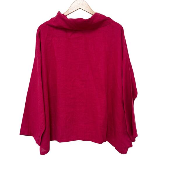 Heydari Red 100% Linen Lagenlook Top Sz L - Picture 4 of 4